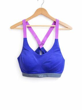 VSX | Purple & Pink Crossover Back Sports Workout Bra -  Size 34B - 13 PTP